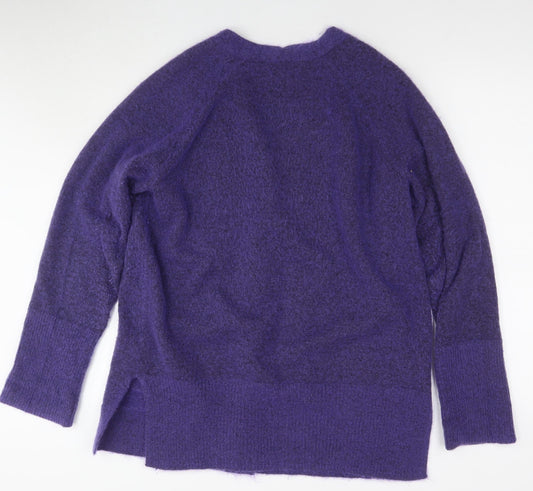 Autograph Womens Purple V-Neck Polyester Cardigan Jumper Size M