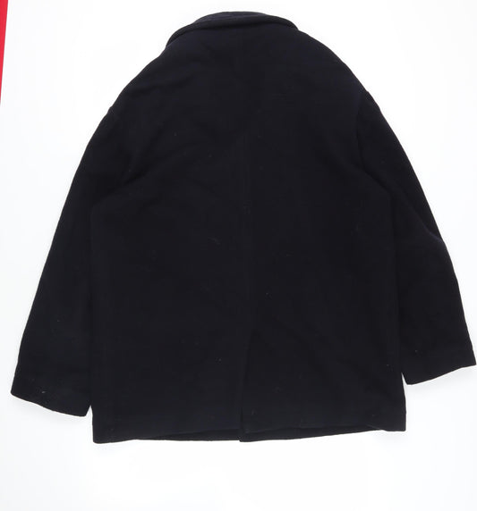 Austin Reed Black Wool Cashmere Overcoat Size 40