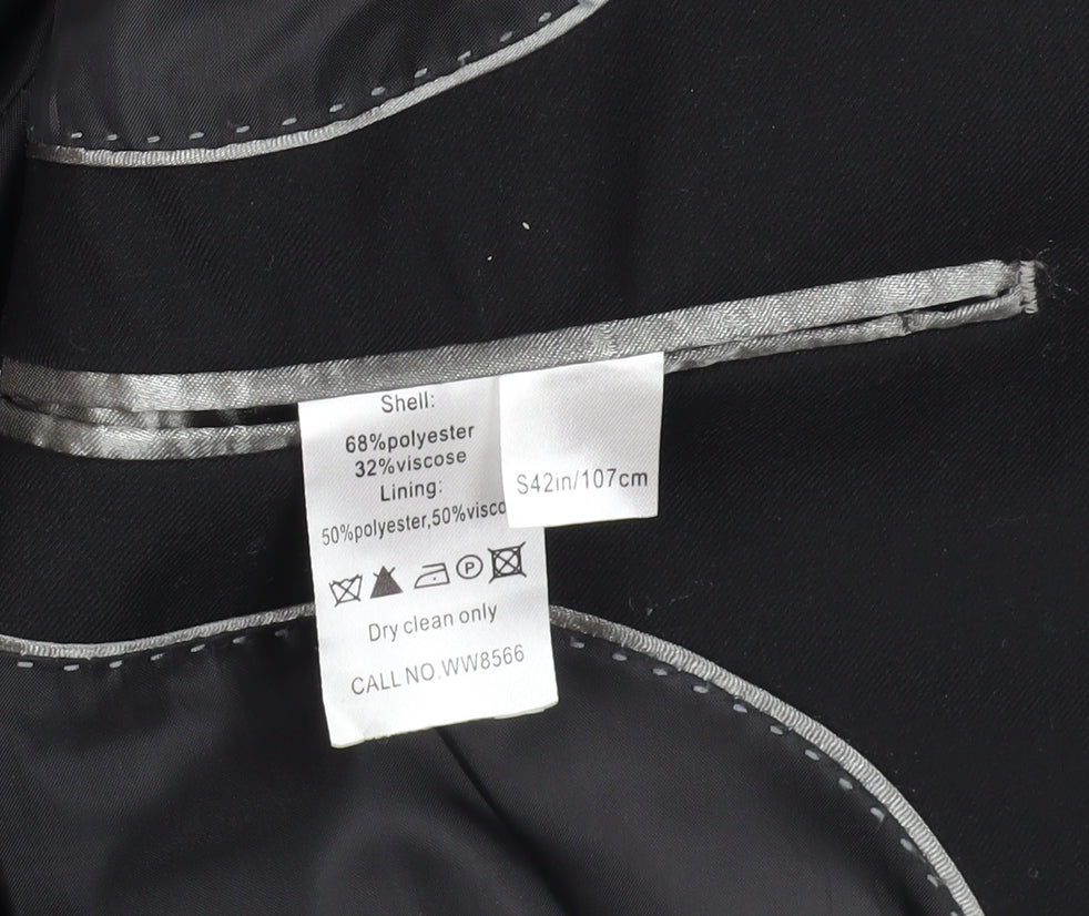 Mens UK Size 42 Charlton Gray Regular Black Suit Jacket