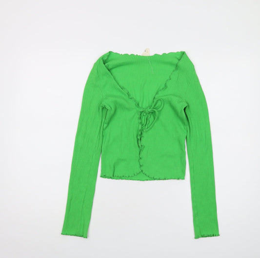 Womens UK Size S Urban Outfitters Green Wrap Blouse