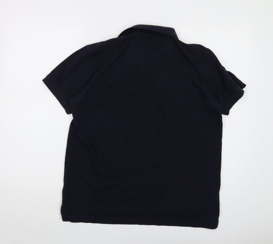 Cortefiel Mens Blue Cotton Polo Size M Collared Button