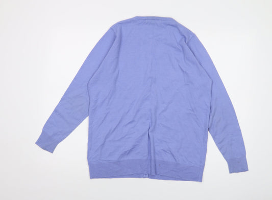 Womens UK Size 14 Isle Blue Cardigan Jumper