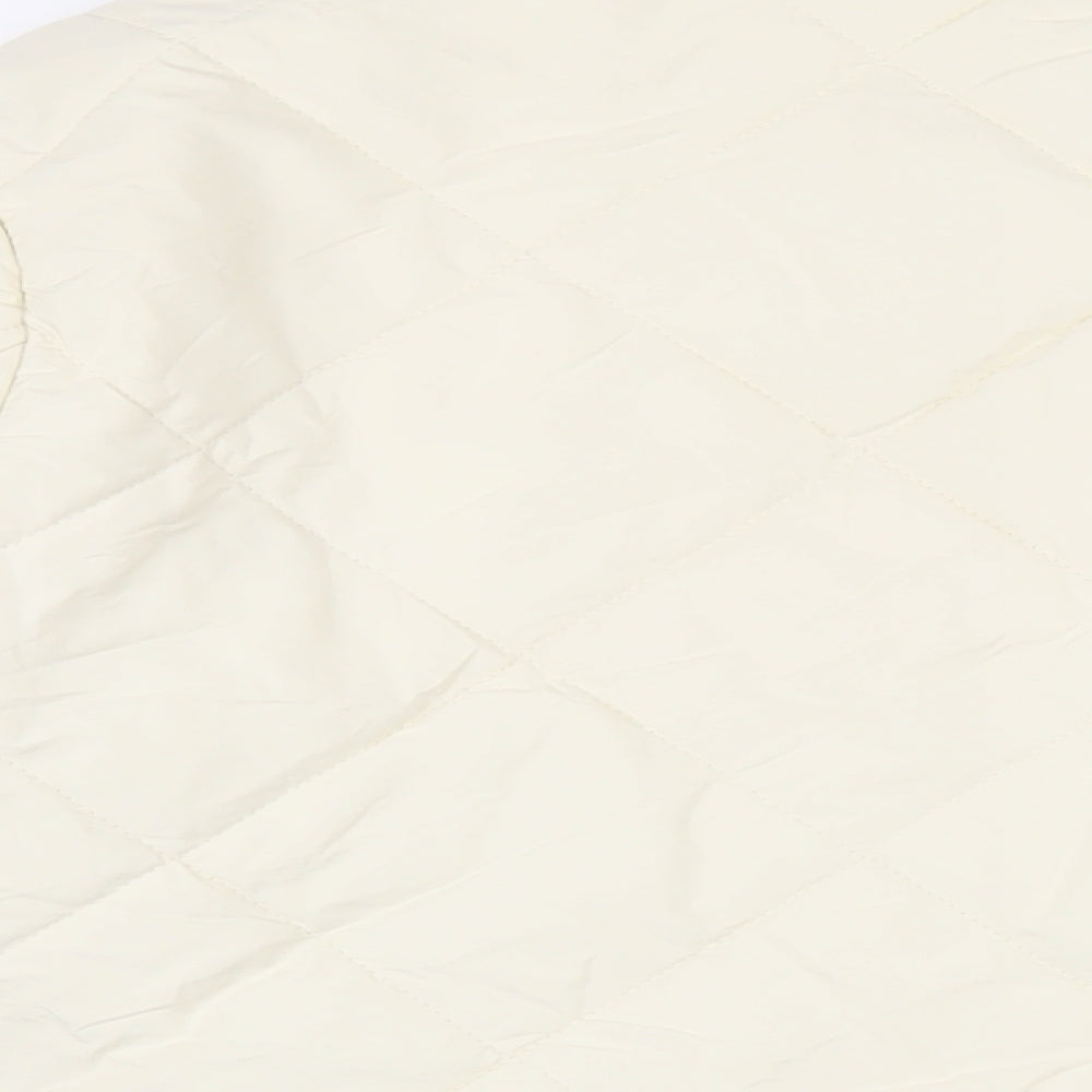 MNG Womens Ivory Quilted Jacket Size XS Snap