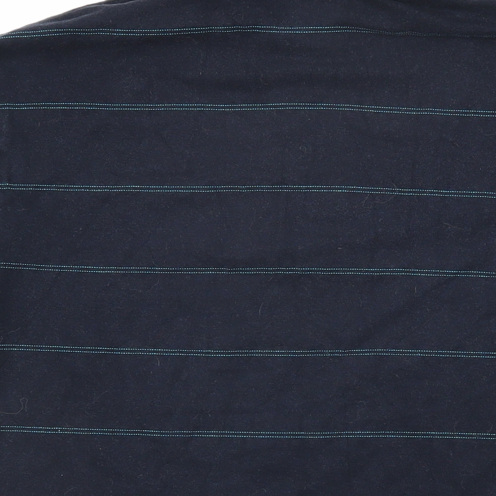 Blue Harbour Mens Blue Striped Cotton Polo Size M Collared Button