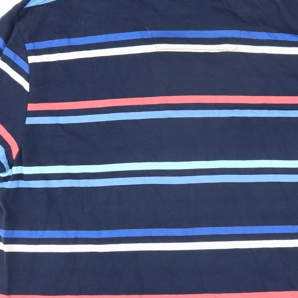 Alantic bay Mens Multicoloured Striped 100% Cotton Polo Size S Collared Button