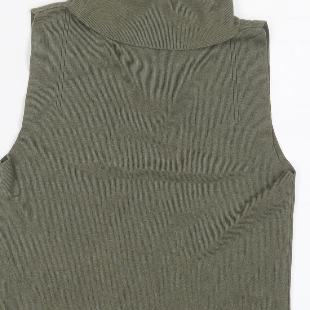 Apricot Womens Green Roll Neck Viscose Pullover Jumper Size M