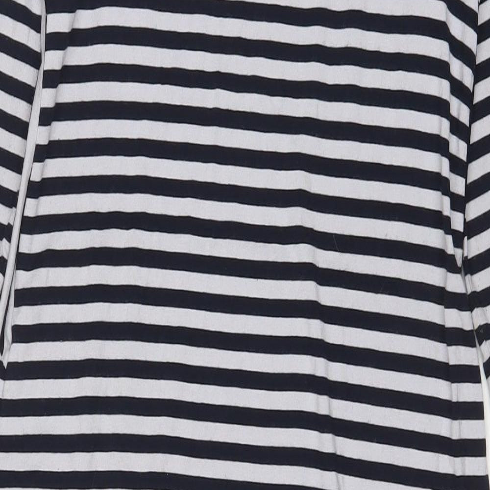 Autograph Womens Blue Striped Viscose A-Line Size 12 Boat Neck Pullover