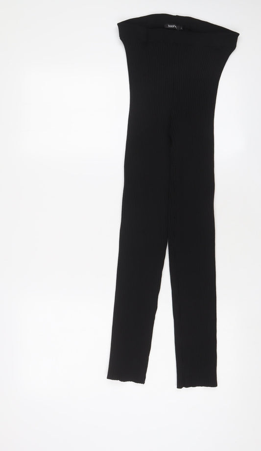 Womens UK Size XL Boohoo Regular Fit Capri Black Trousers