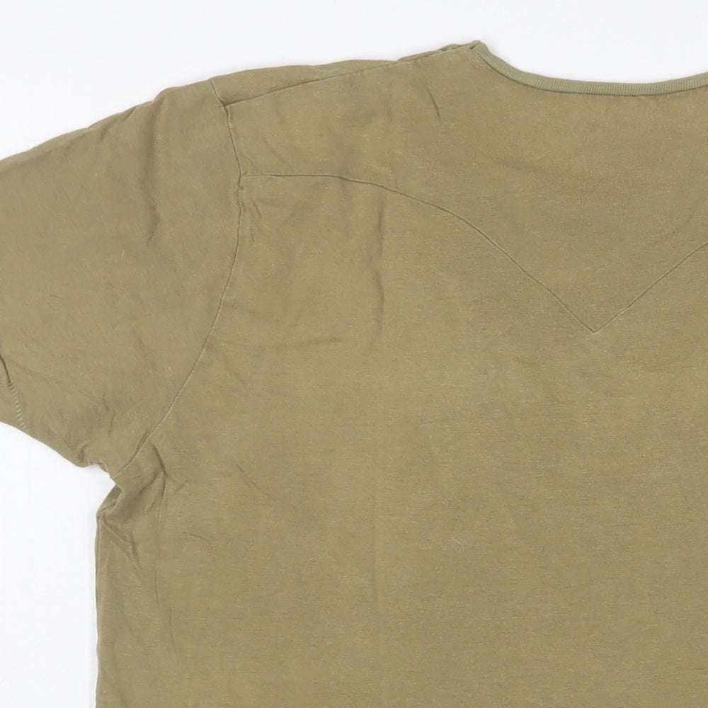 Levi's Mens Green Cotton T-Shirt Size M Crew Neck - Logo