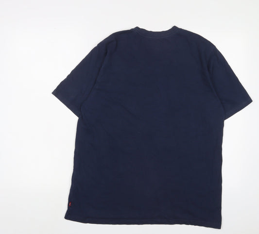 Levi's Mens Blue Cotton T-Shirt Size M Crew Neck - Logo