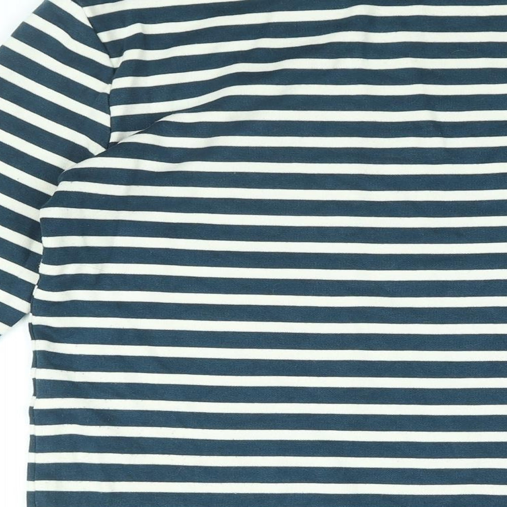 Autograph Womens Blue Striped Cotton Basic T-Shirt Size 6 Boat Neck