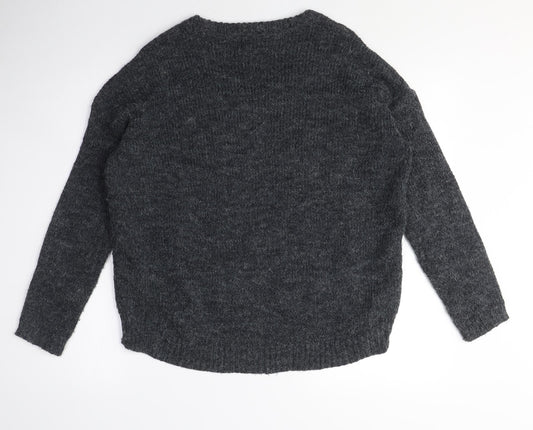 Womens UK Size S Derek Heart Grey Pullover Jumper