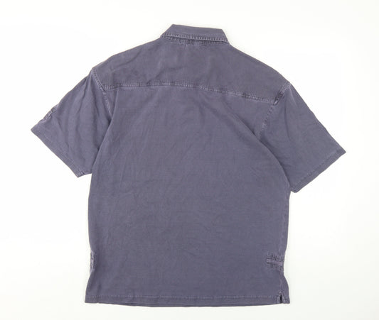 Marks and Spencer Mens Blue Cotton Polo Size M Collared Button