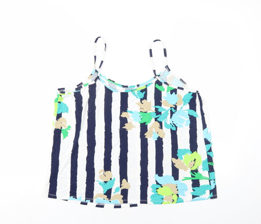 Alexara Womens Blue Striped Viscose Camisole T-Shirt Size L Scoop Neck
