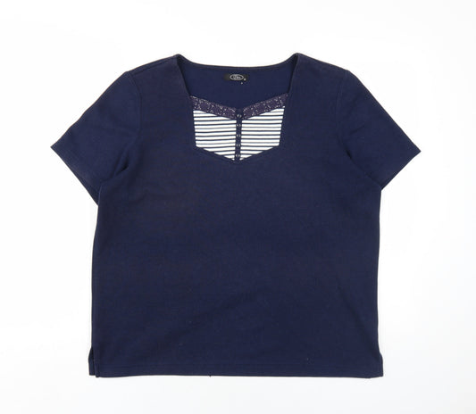 Womens UK Size M Bonmarché Blue Basic T-Shirt