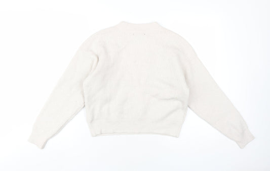 FOREVER 21 Womens Beige Crew Neck Acrylic Pullover Jumper Size S