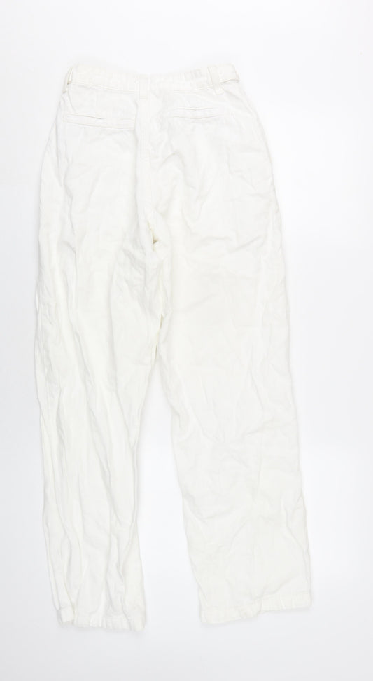 Topshop Womens White Cotton Straight Jeans Size 4 L30 in Regular Zip