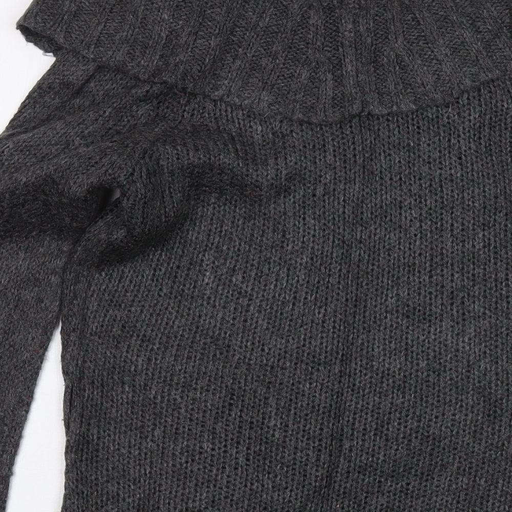 Lee Cooper Womens Grey Roll Neck Acrylic Pullover Jumper Size 8