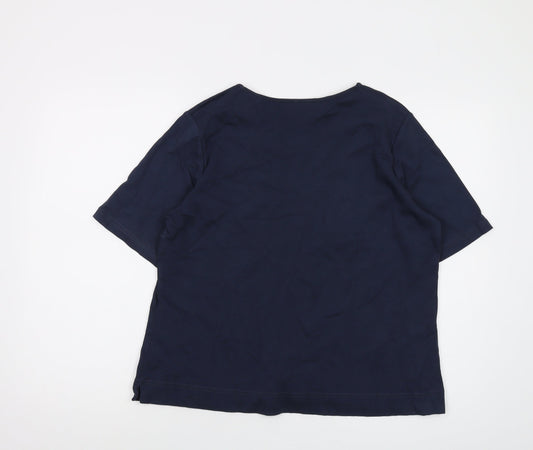 Cotswold Womens Blue Cotton Basic T-Shirt Size L V-Neck