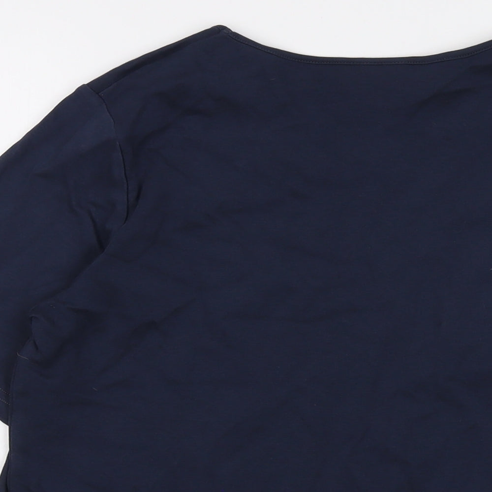 Cotswold Womens Blue Cotton Basic T-Shirt Size L V-Neck