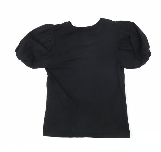 Womens UK Size 10 Warehouse Black Basic T-Shirt