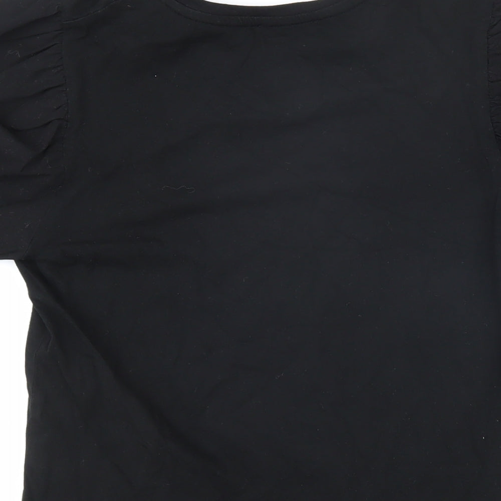 Womens UK Size 10 Warehouse Black Basic T-Shirt