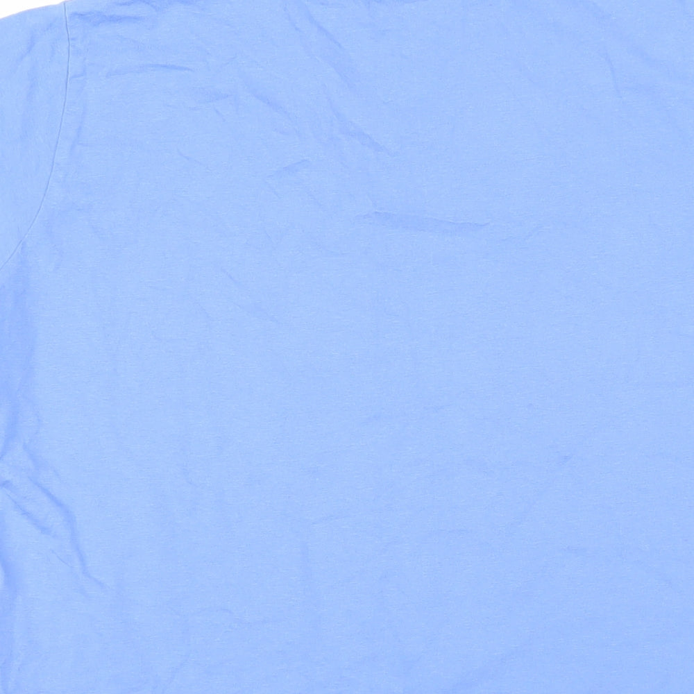 EWM Womens Blue Cotton Basic T-Shirt Size S V-Neck