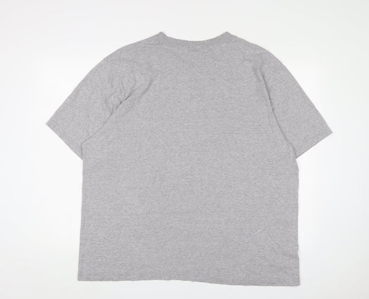 Reebok Mens Grey Polyester T-Shirt Size 2XL Crew Neck - Logo
