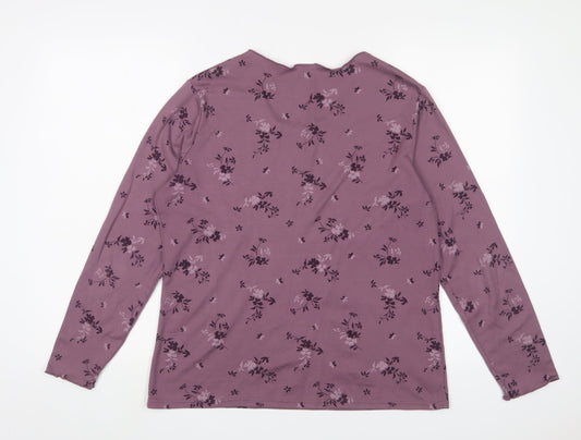 Damart Womens Orange Floral Chlorofibre Basic T-Shirt Size L Scoop Neck