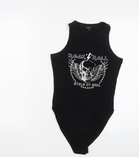 Womens UK Size 10 River Island One-Piece Black Bodysuit