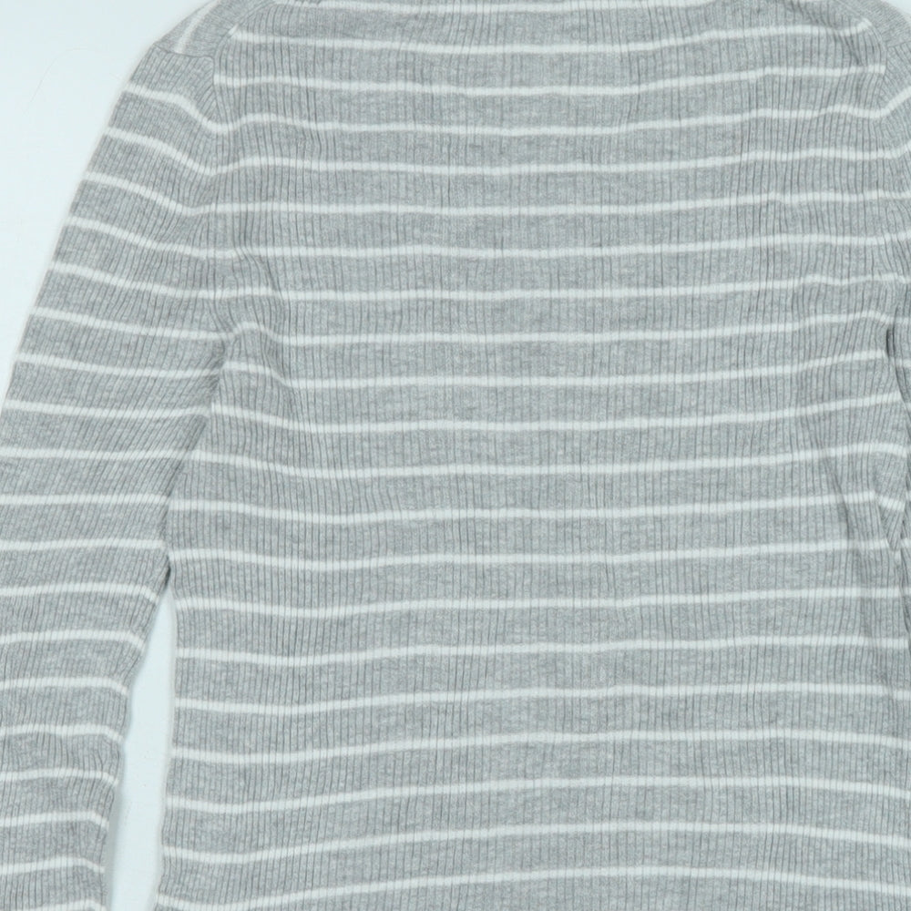 Gap Womens Grey Scoop Neck Cotton Pullover Jumper Size S - Logo