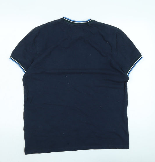 Jack Wills Mens Blue Cotton T-Shirt Size L Crew Neck - Logo