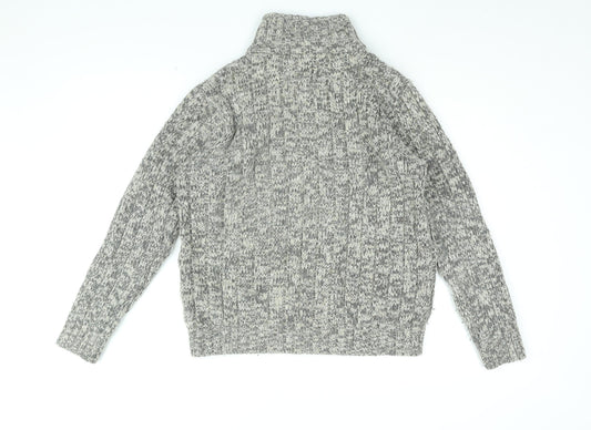 Marks and Spencer Mens Grey High Neck Acrylic Pullover Jumper Size S Long Sleeve