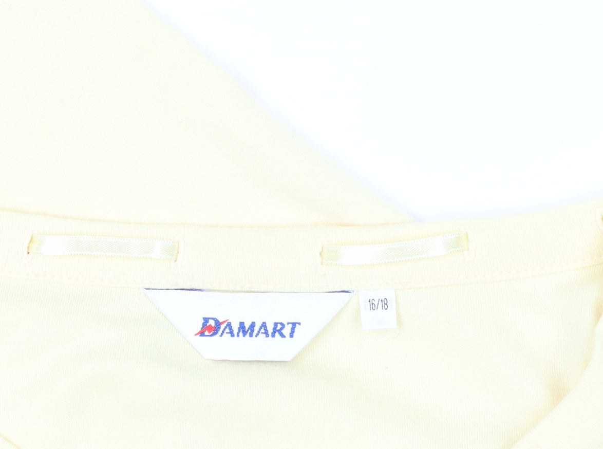 Brand and care label for Damart Yellow 3/4 Sleeve Blouse -, size 16
