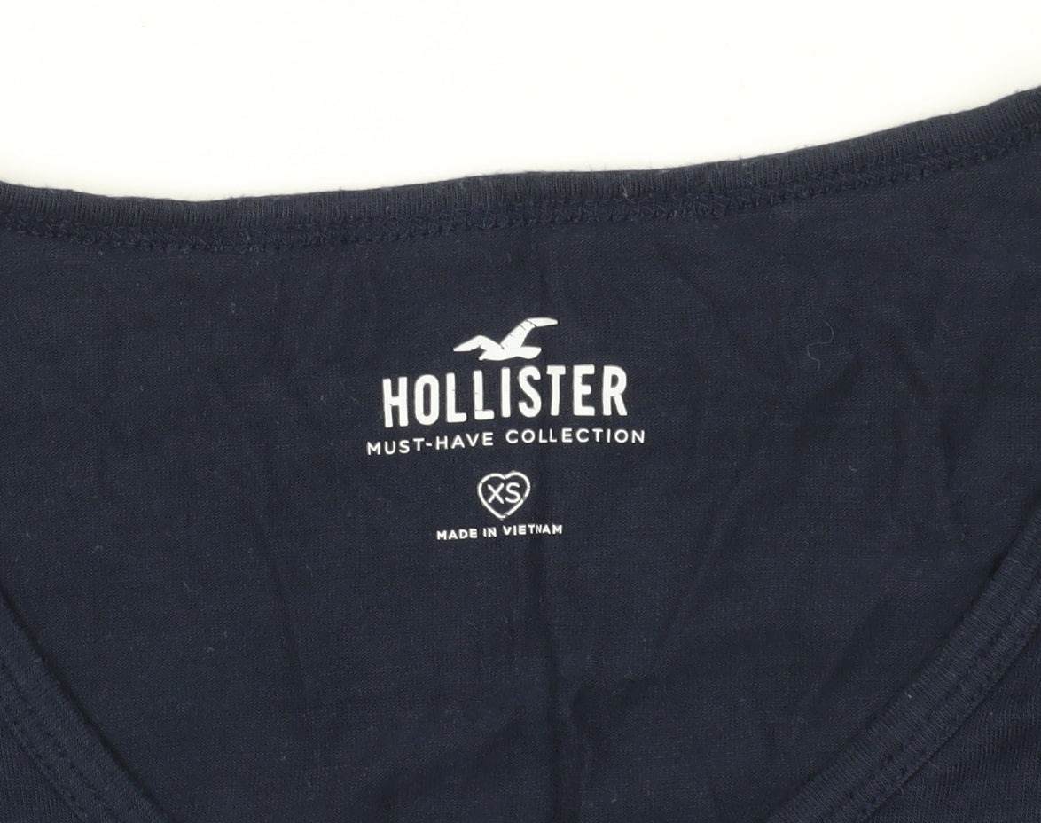 Womens UK Size XS Hollister Blue Basic T-Shirt