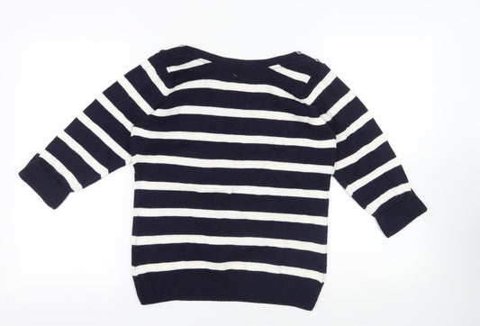 Isle Blue Striped Acrylic Pullover Jumper S