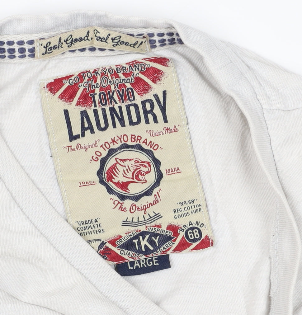 Tokyo Laundry Grey Graphic Print T-Shirt, L