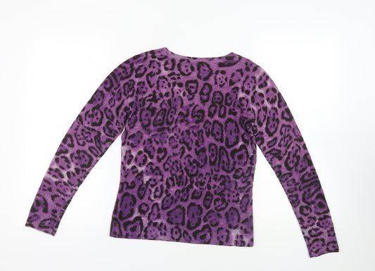 Purple Animal Print Knit Jumper XS