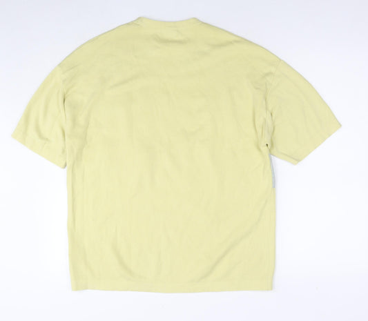 Womens UK Size L Zara Yellow Basic T-Shirt