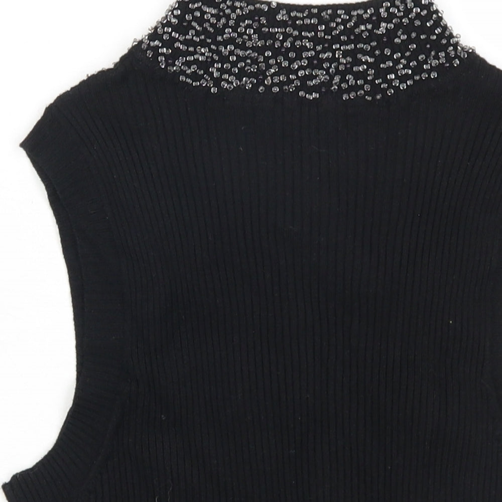 Womens UK Size XS Planet Black Basic Tank