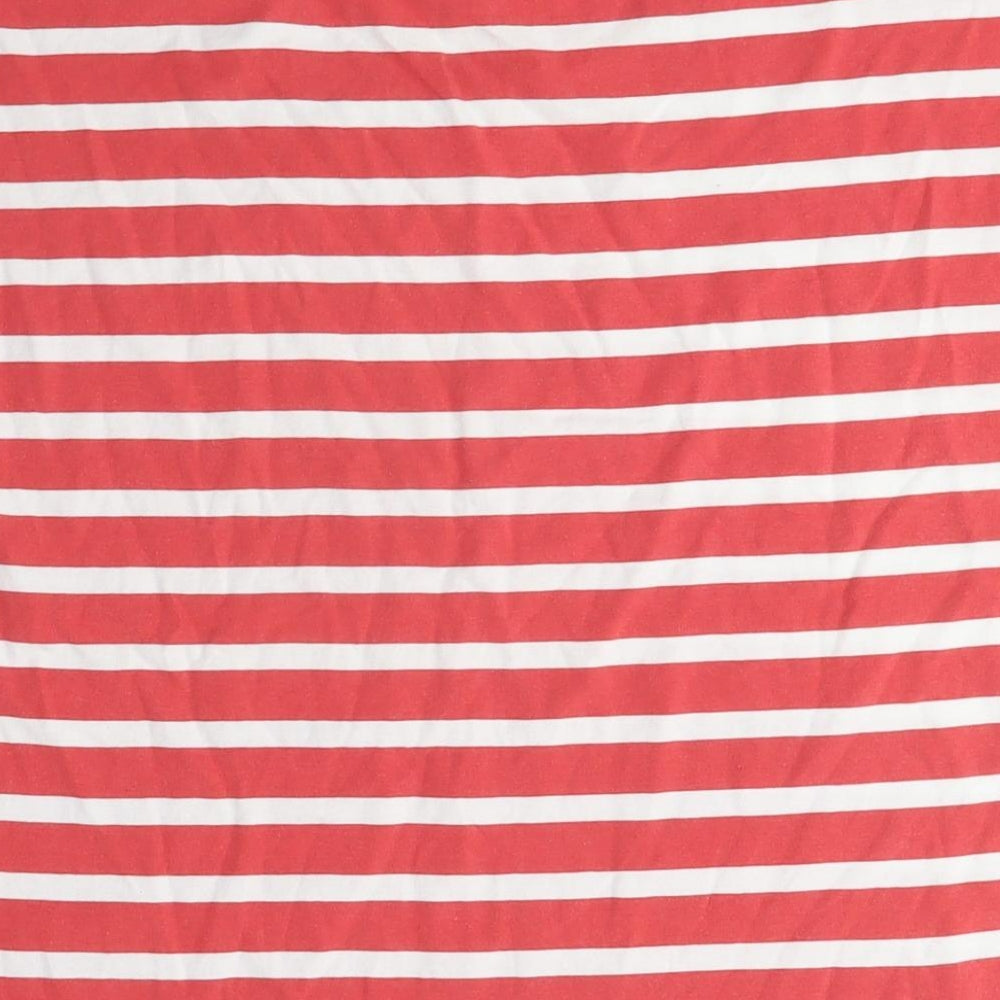 b.young Womens Red Striped Cotton Basic T-Shirt Size L Crew Neck