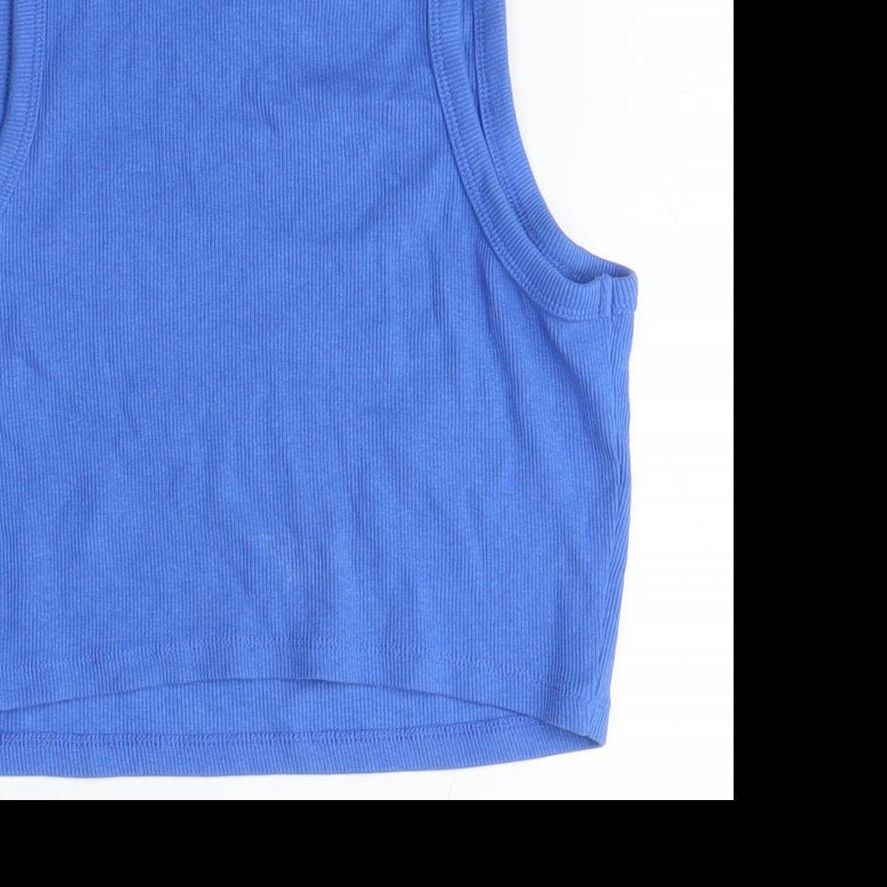 Womens UK Size M H&M Blue Cropped T-Shirt