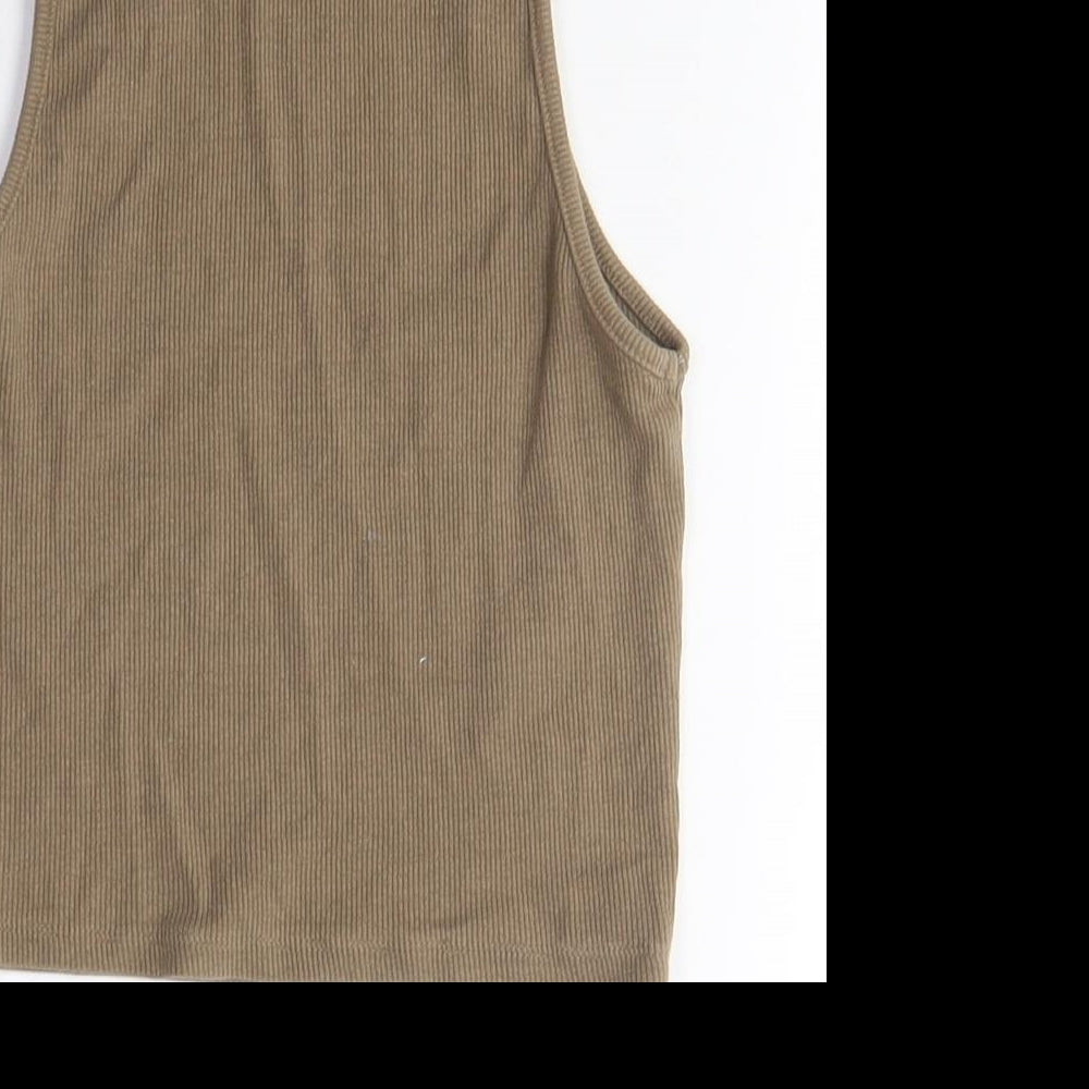 Womens UK Size M Pull&Bear Brown Cropped Tank