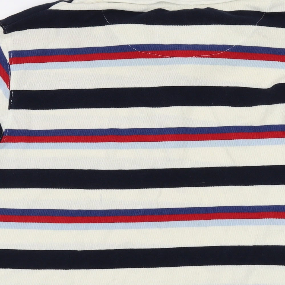 Cotton Traders Mens Multicoloured Striped Cotton Polo Size M Collared Button