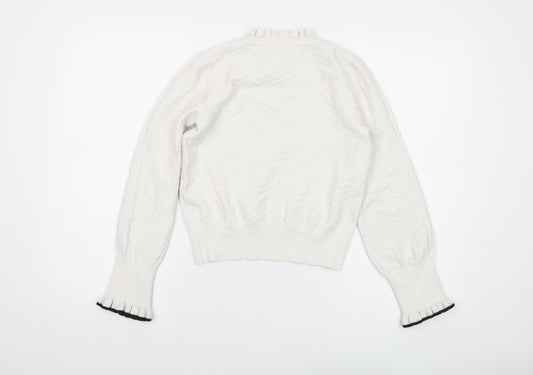 Oasis Womens White Mock Neck Viscose Pullover Jumper Size M
