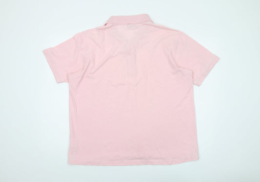 EWM Mens Pink Cotton Polo Size L Collared Button