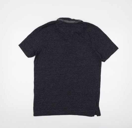 Dissident Mens Blue Cotton Polo Size M Collared Button