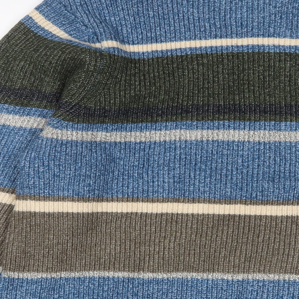 Marks and Spencer Mens Multicoloured Crew Neck Striped Acrylic Pullover Jumper Size XL Long Sleeve