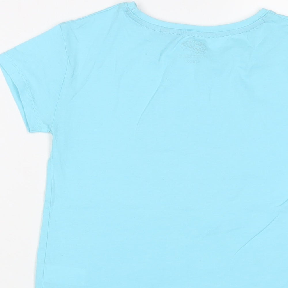Shopkins Girls Blue Cotton Basic T-Shirt Size 9 Years Crew Neck Pullover - Sequins