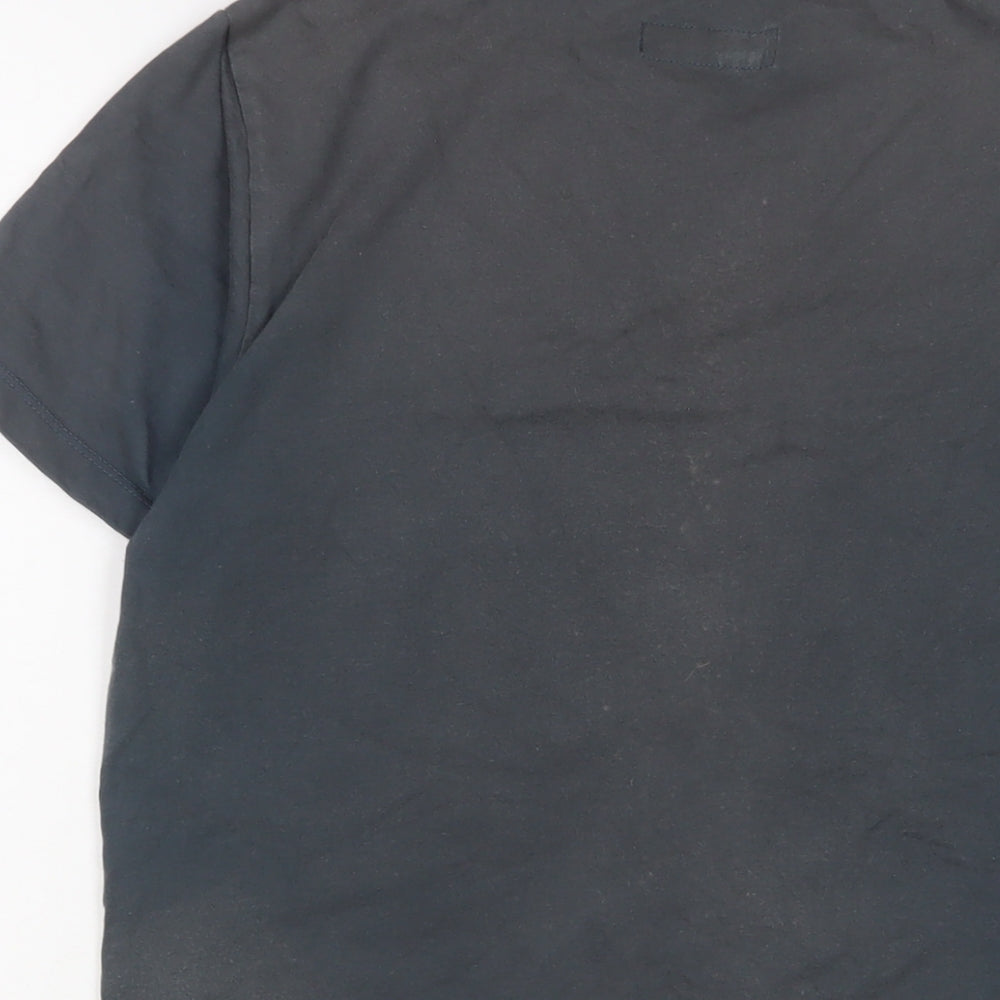 Stone Valley Mens Blue Cotton T-Shirt Size S Crew Neck - Logo, Embroidered